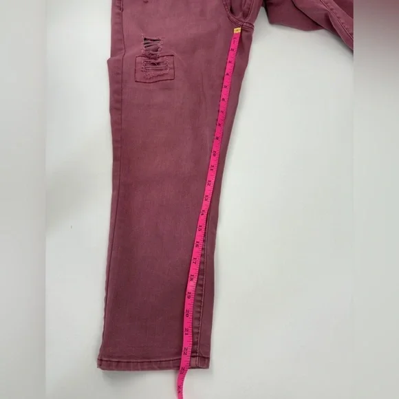 Vanilla Star Juniors burgundy Mid Rise Crop Jeans -13 - Picture 8 of 8